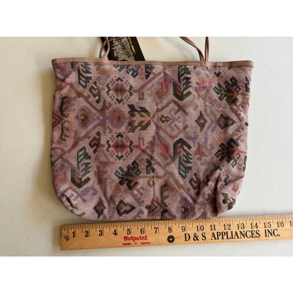 Vintage Southwestern Tapestry Tote Bag Mauve Geometric Azec Western
